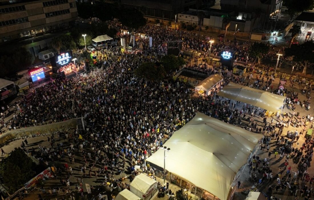 هزاران اسرائیلی برای توافق آتشبس غزه و تبادل اسرا تجمع کردند