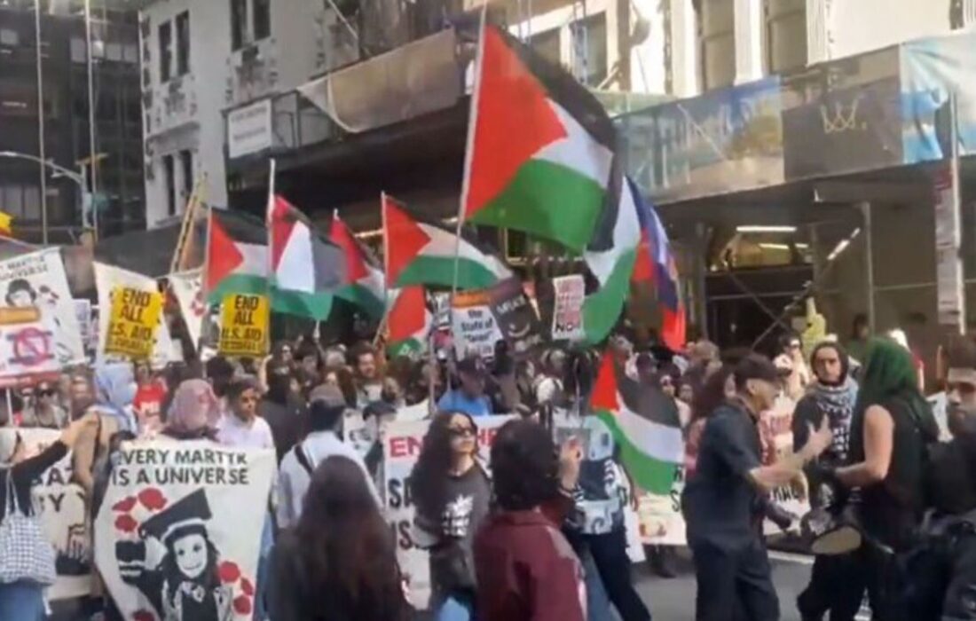 تظاهرات مردم نیویورک همزنان با سخنرانی نتانیاهو