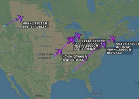 سوخت‌رسان‌های آمریکایی در آستانه دیدار محرمانه ترامپ با فرماندهان ارشد نظامی از اقیانوس اطلس عبور کردند