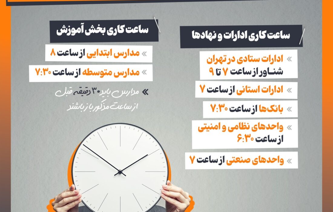 بازگشت ساعت کاری نهادها از فردا به وضعیت عادی