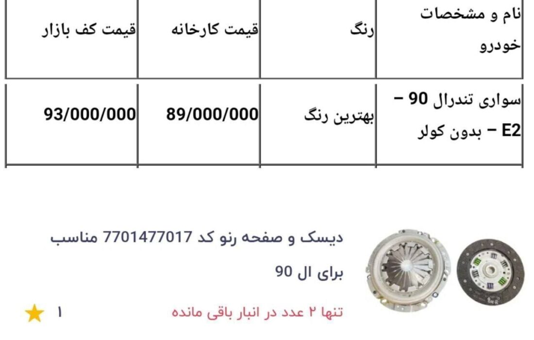 وقتی قیمت کلاچ ال 90 از قیمت خود ال 90 هم پیشی گرفت!