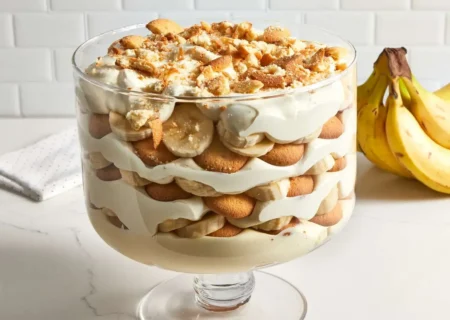 طرز تهیه پودینگ موز و گردو