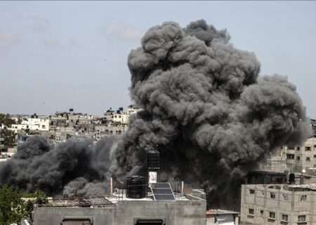 لحظه هدف قرار دادن برج الرؤیا در غرب شهر غزه (فیلم)