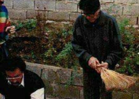 استاد شجریان در حال باد زدن جوجه با جارو!(عکس)