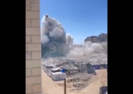 جنگنده‌های اسرائیلی برج مسکونی النور در غزه را بمباران کردند (فیلم)