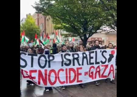 تظاهرات مردمی در منچستر انگلیس در حمایت از فلسطین (فیلم)