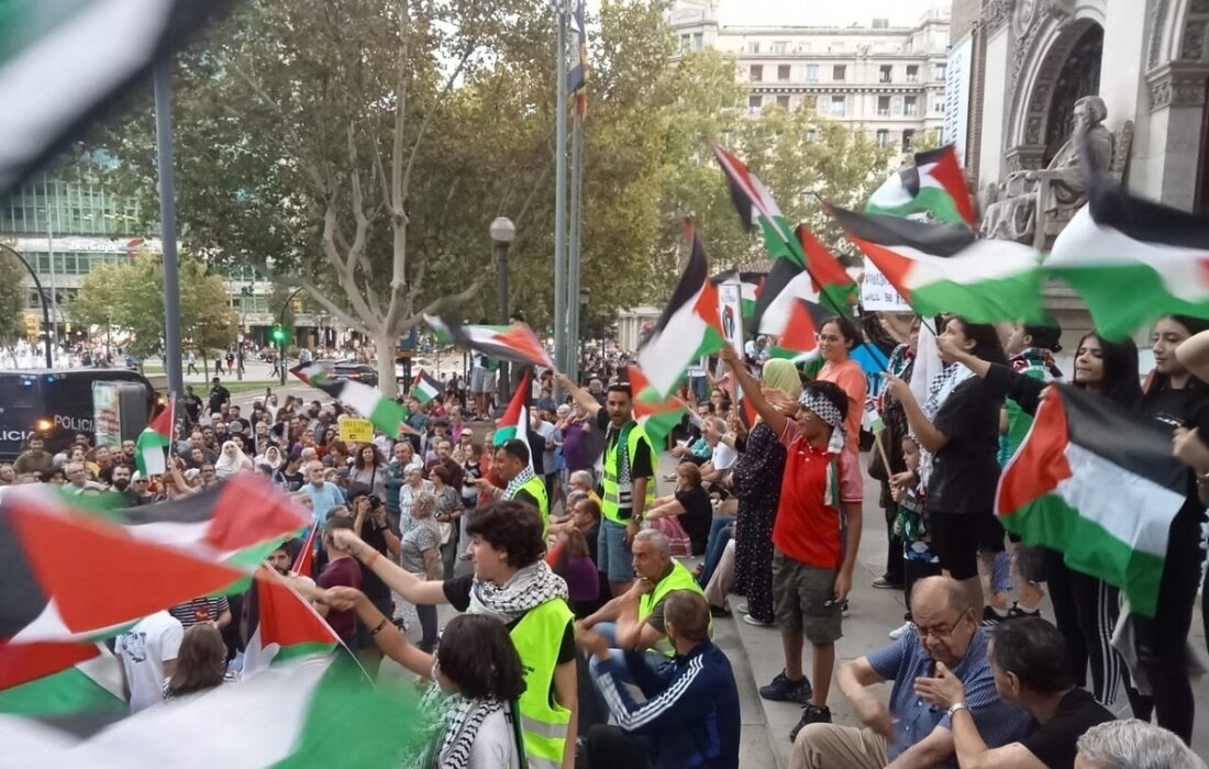 تجمع گسترده حامیان غزه و فلسطین در اسپانیا (فیلم)