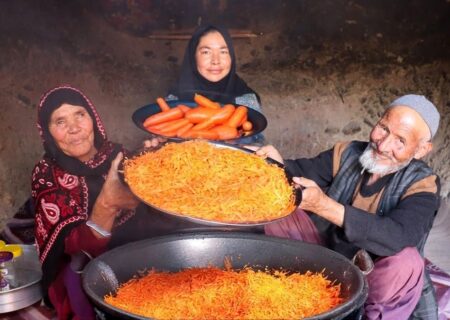 غذای روستایی در افغانستان؛ پخت مربای هویج در غار (فیلم)