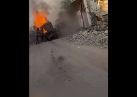 حمله اسرائیل به خودروی آوارگان در راه فرار از غزه (فیلم)