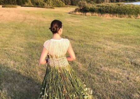 طبیعی ترین طراحی برای لباس عروس/ کاملا تزئین شده با طبیعت(عکس)