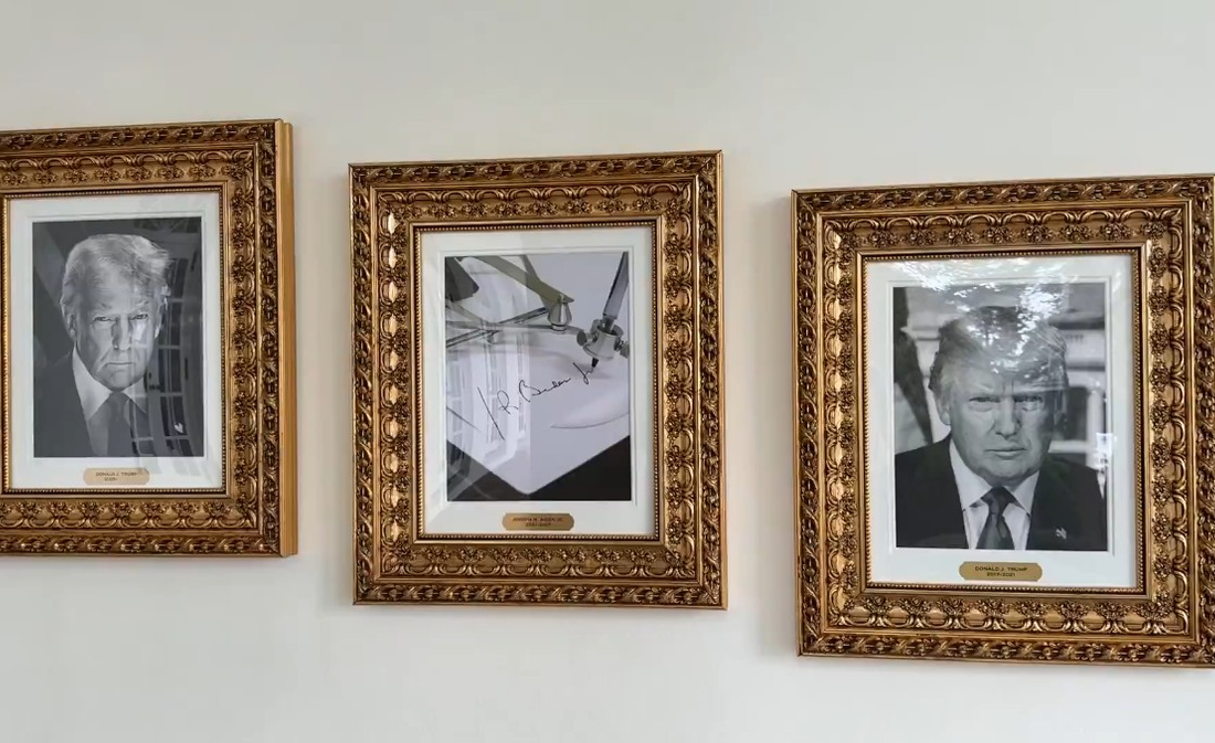 اقدام عجیب ترامپ: جایگزینی عکس بایدن با خودکار اتوپن در کاخ سفید (فیلم)