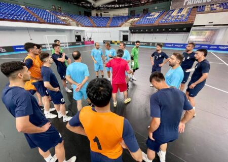تمرین تیم ملی فوتسال ایران در سالن اصلی مسابقات جام ملت‌های آسیا