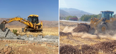 قلع و قمع ۶ مورد تغییر کاربری غیرمجاز اراضی کشاورزی خانمیرزا