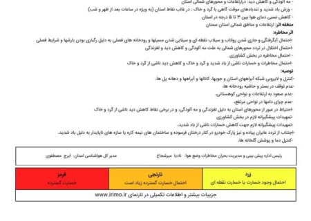 هشدار هواشناسی سمنان: منتظر کاهش دما باشید