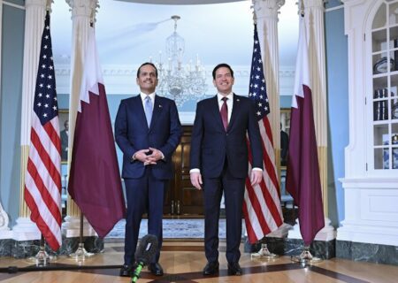 دیدار نخست وزیر قطر و وزیر خارجه آمریکا