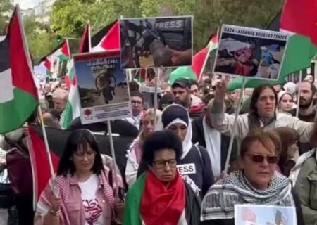 تظاهرات مردم فرانسه در حمایت از غزه +فیلم