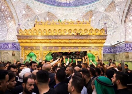 بدرقه باشکوه همسر آیت‌الله سیستانی در عراق؛ گزارش تصویری