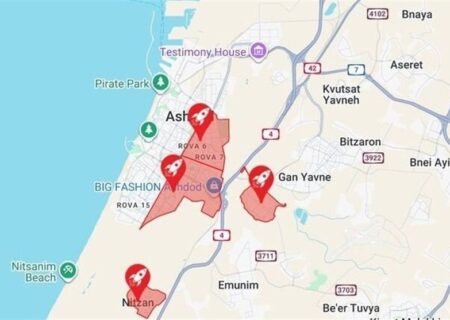 حمله موشکی مقاومت فلسطین از غزه به شهر اشغالی اشدود