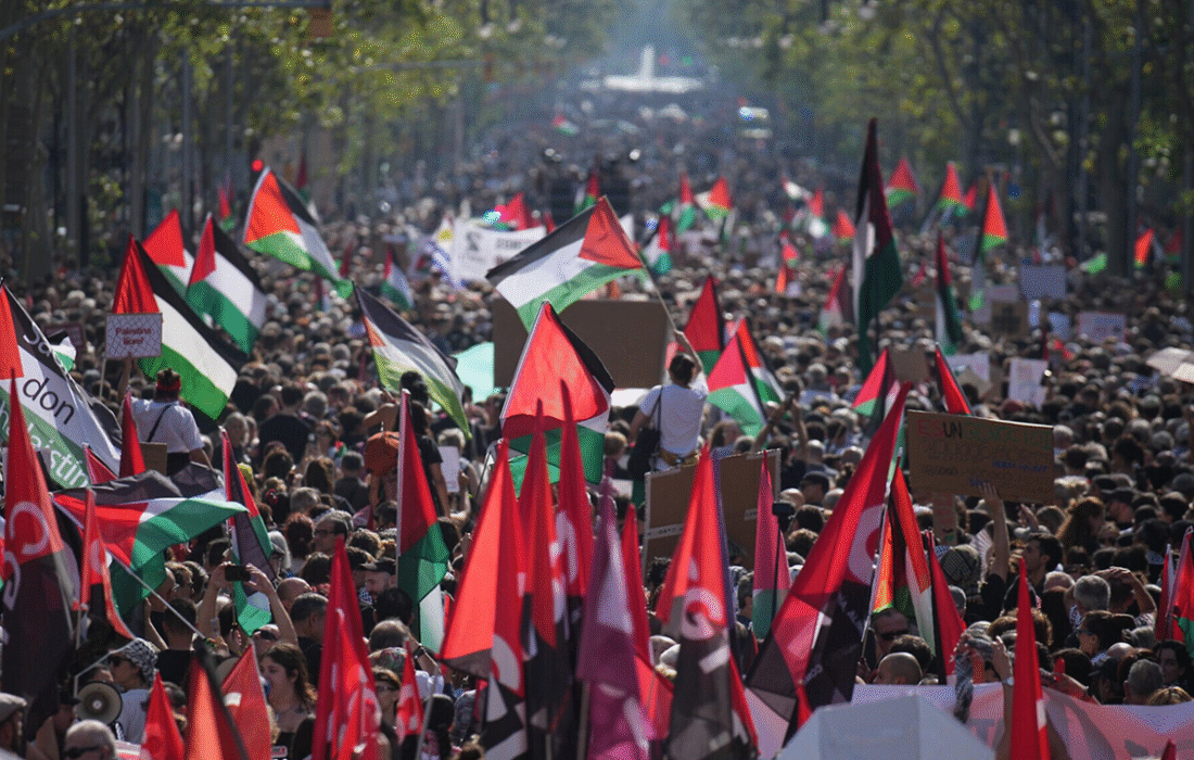 راهپیمایی دهها هزار اسپانیایی در همبستگی با غزه
