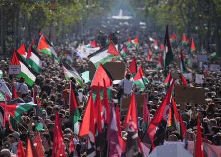 راهپیمایی ده‌ها هزار اسپانیایی در همبستگی با غزه