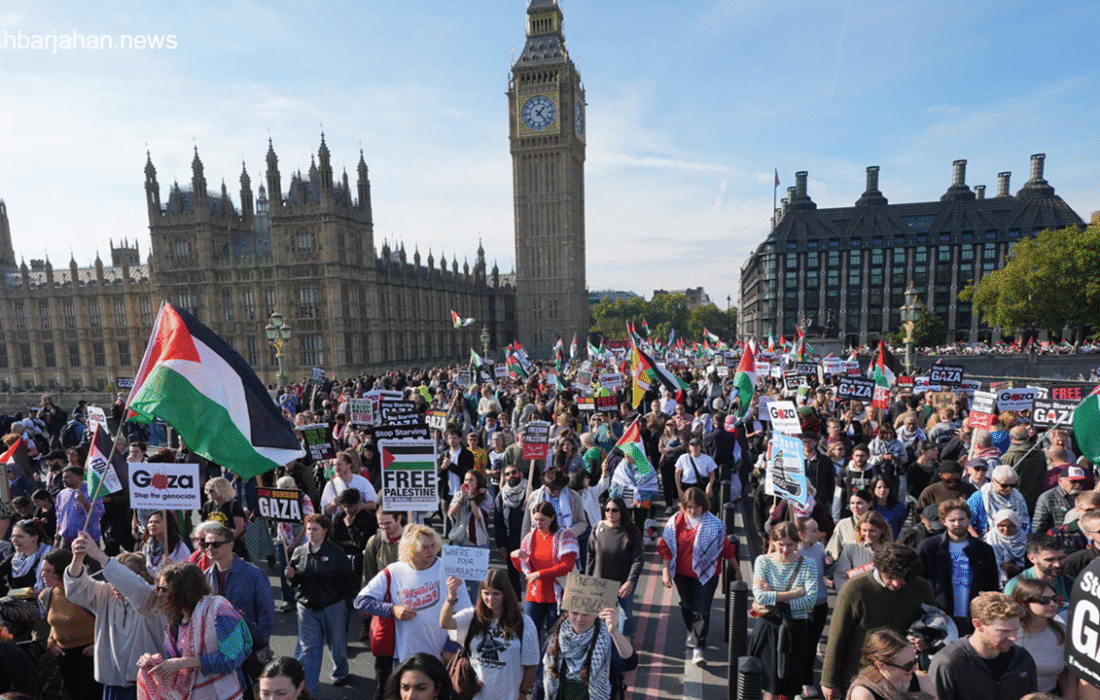 تظاهرات هزاران لندنی در حمایت از «صلح پایدار» در غزه