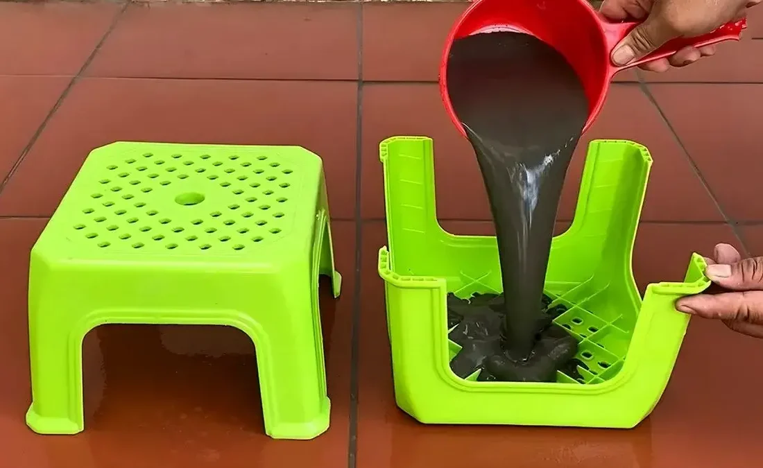آموزش خلاقانه ساخت گلدان با صندلی پلاستیکی و سیمان به روش استاد چینی