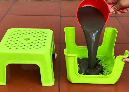 آموزش خلاقانه ساخت گلدان با صندلی پلاستیکی و سیمان به روش استاد چینی