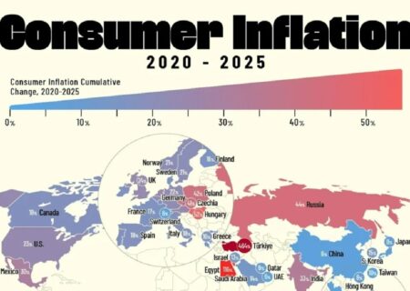 اینفوگرافی: فهرست کشورها با بالاترین نرخ تورم انباشته از سال 1399 تا 1404
