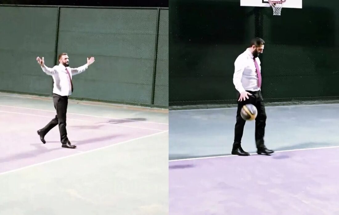 تصاویر دیدنی از بازی بشار اسد در زمین بسکتبال