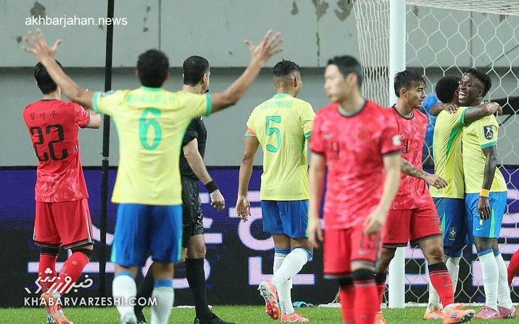 سوزاندن ببرهای آسیا در آتش بازی مثلث برزیلی؛ رجزخوانی آنچلوتی با شکست سنگین کره جنوبی برای فتح جام جهانی