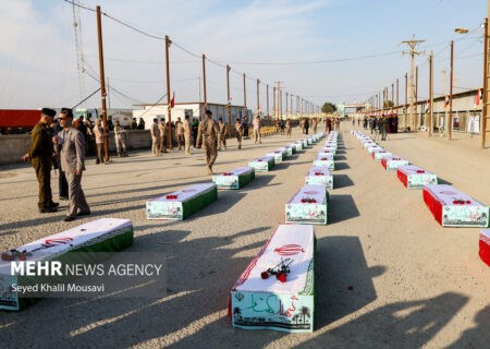 ورود پیکر مطهر ۴۴ شهید تازه تفحص‌شده از شلمچه به خاک وطن