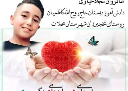 اهدای زندگی کودک محلاتی به نیازمندان عضو