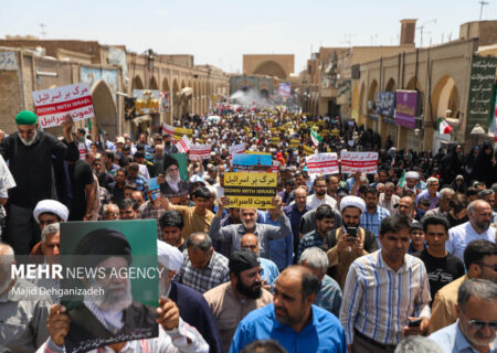 یزدی‌ها خشم خود را از جنایات رژیم صهیونیستی با تجمع نشان می‌دهند