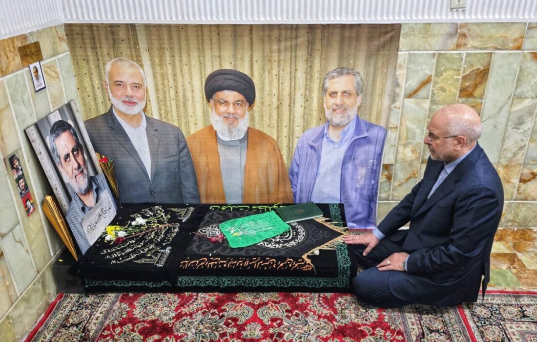 حضور قالیباف بر مزار سرلشکر شهید ایزدی در قم